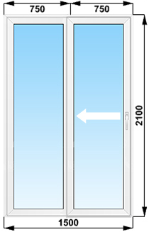 Раздвижные пластиковые двери 1500x2100п